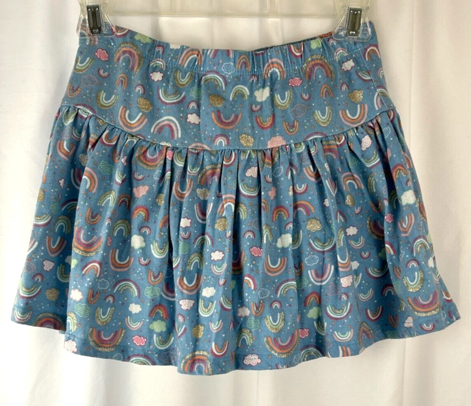 Girl's Isaac Mizrahi Skorts, Skirt w/Shorts Blue/Multicolor Rainbow, Sz. L 10/12 - Image 3 of 4