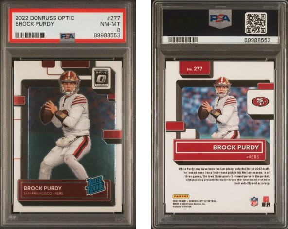 Brock Purdy 2022 Donruss Optic Rated Rookie RC #277 PSA 8 NM 49ers