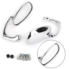 Motorcycle L-Bar Cafe Racer Round Rear View Mirrors Pair 8mm 10mm Universal CH