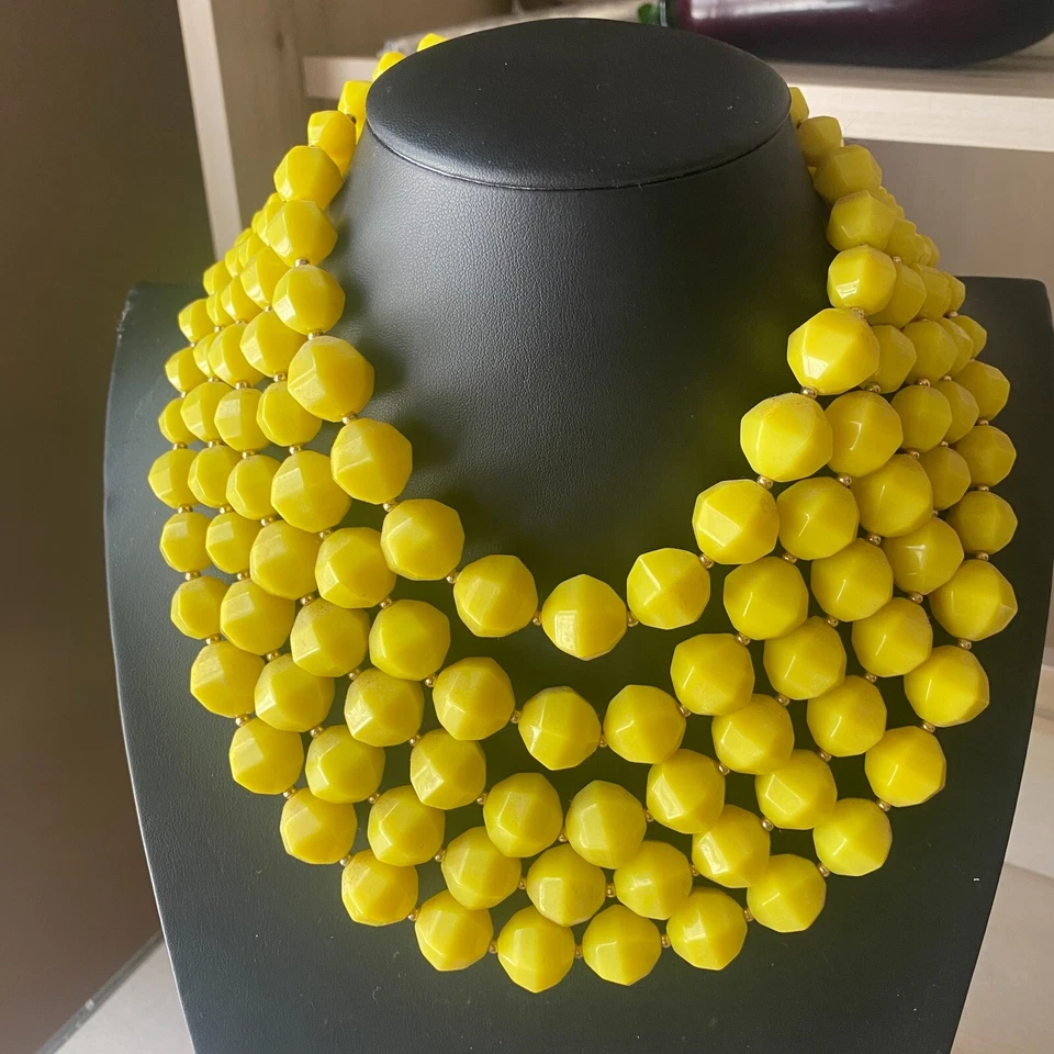 Collar Kate Spade Amarillo Lucite Grueso 5 Hilos Corte a la Persecución Capas 16" Foto 3 de 4