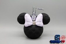 Disney Mickey Mouse Icon Soap Lotion Dispenser Black Ceramic New - Purple Bow