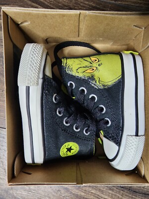Retro Converse All Star Dr Suess The GRINCH Hi-Tops Infant Sz