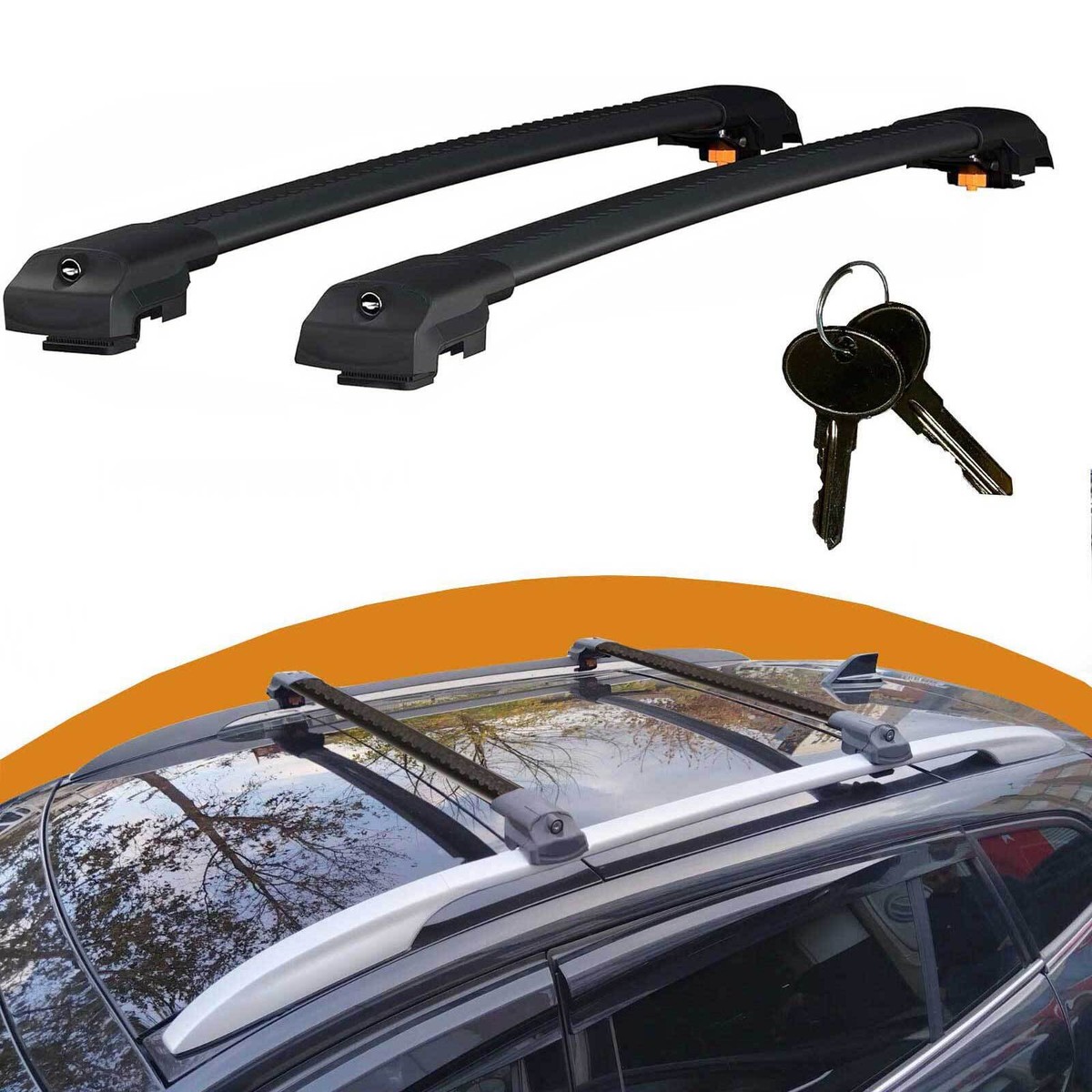 Roof Rack Cross Bars For Mitsubishi L200 2015-2023 Lockable Pcs Black