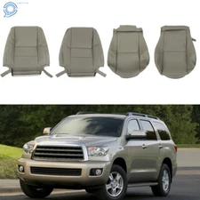 Seat Cover Leather For Toyota Sequoia 2000-2007 Driver Passenger Bottom&Top Gray
