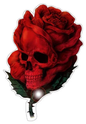Rose Skull Aufkleber Sticker Schädel Totenkopf Blumen ca. 12x8 cm - Bild 1 von 4