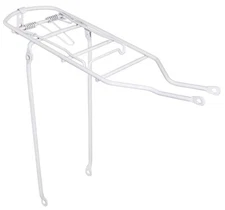 ALTALINE 19 1/2" LONG REAR BICYCLE STEEL RACK WHITE FOR 26" BICYCLES.