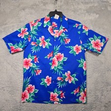 Royal Creations Hawaiian Shirt Mens Large Blue Floral Aloha Camp