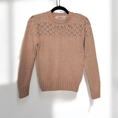 vintage 1980s pink knit cottagecore grandma sweater Margaret Chadwick sz s - Picture 5 of 8