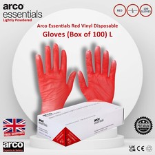 100x Disposable Gloves Red Lightly Powdered Vinyl Free Latex Medical Work Tattoo