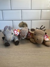 TY Beanie Babies Animal Bundle x3 WITH TAGS Goatee, Chipper, Derby