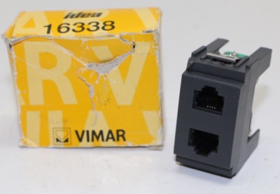 16338 NEW Vimar Idea Double Phone Jacks RJ11 6/4 Grey Two Phone Socket Outlets