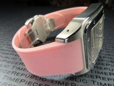 New 23mm Soft PU Rubber Strap CARTIER SANTOS 100 XL Diver Watch Band Pink x1