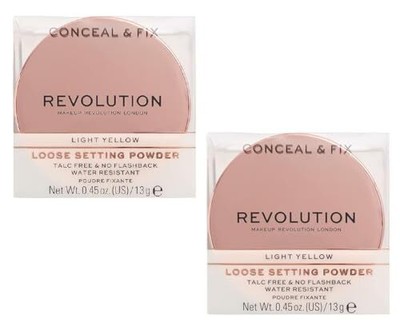 Pack of 2 Makeup Revolution Beauty Conceal & Fix Setting Powder Light Yellow