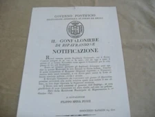 MANIFESTO 1826 GONFALONIERE DI REPATRANSONE-ASCOLI PICENO ON MUNICIPAL APPOINTMENT