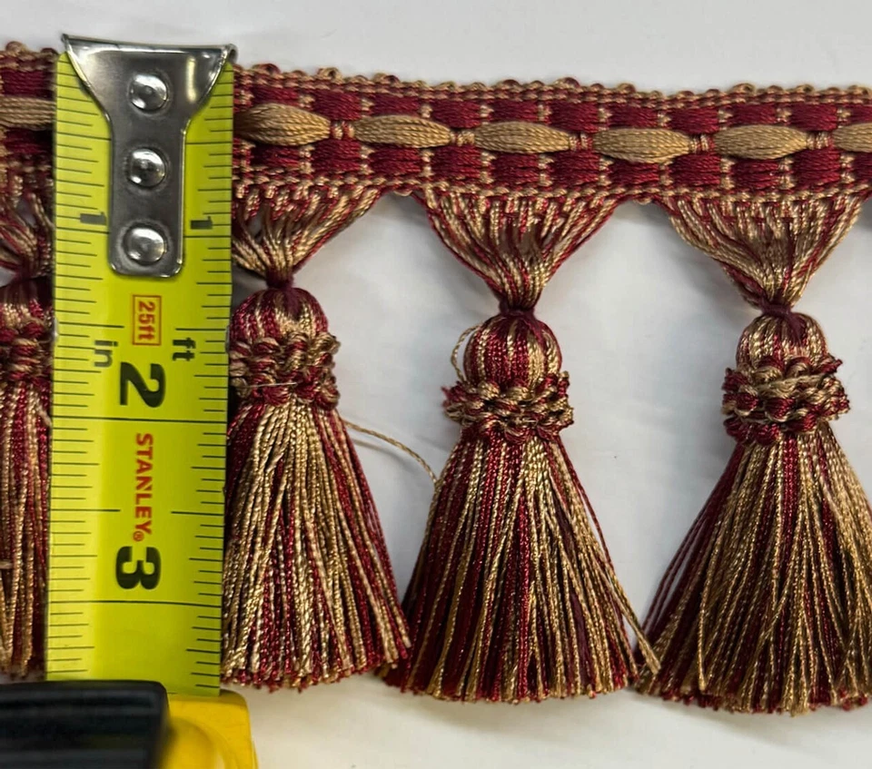 样品装饰流苏适用于织物、内饰和床上用品 - 红色和金色 — 第 2/2 张图片