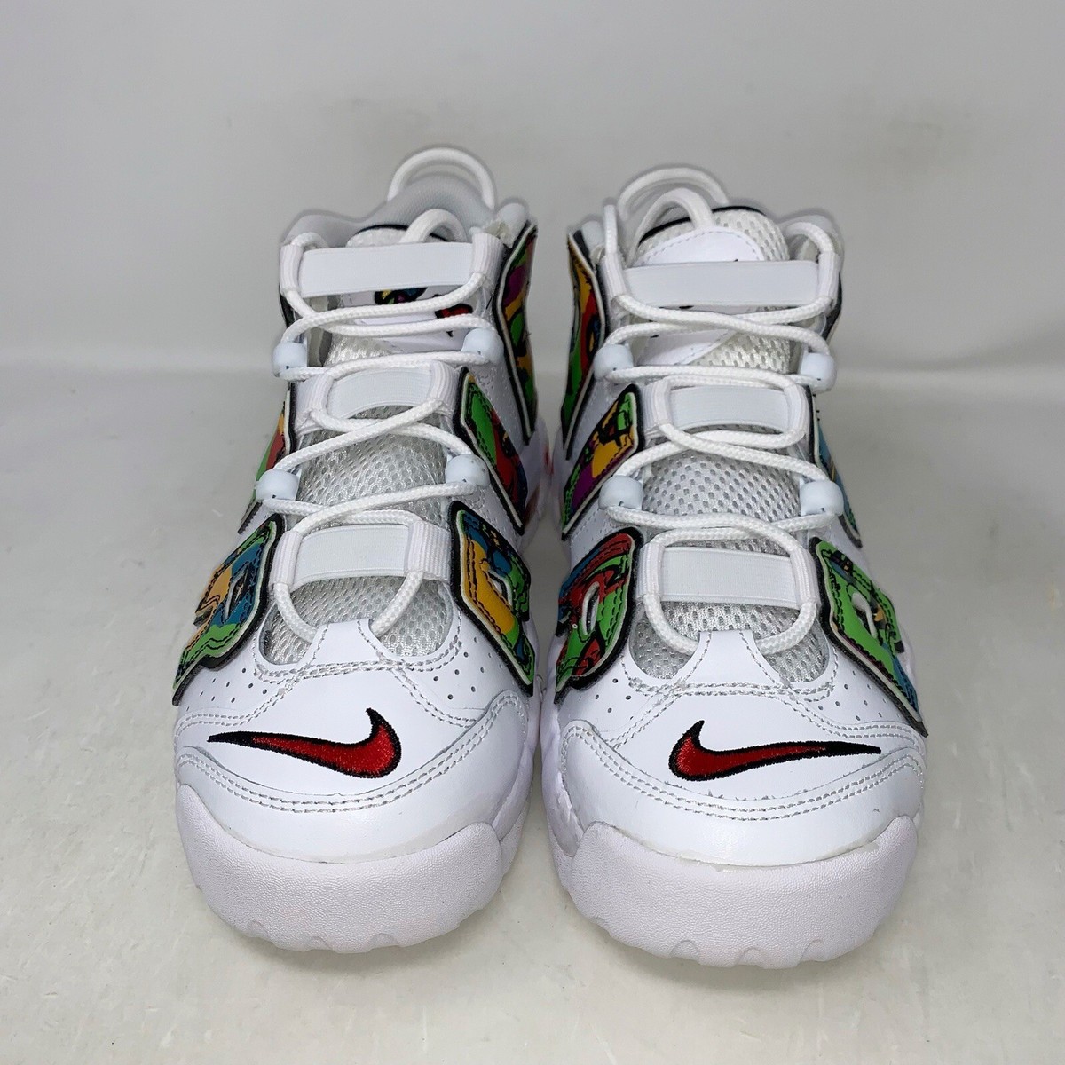 Nike Air More Uptempo 'Peace Love' White Sneakers Size 4Y Nike Air More Uptempo 'Peace Love' White Sneakers Size 4Y