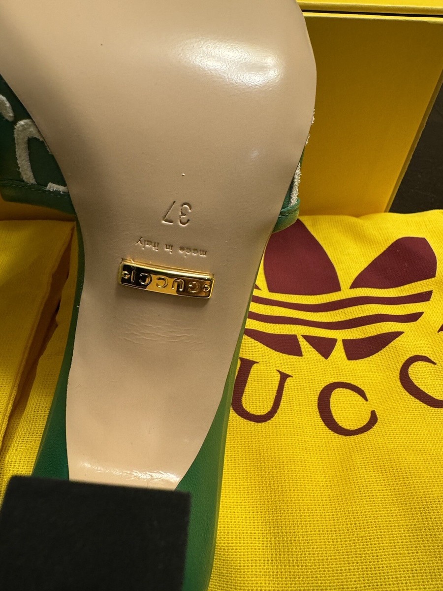 New Gucci x Adidas GG Logo Green White High Heels Sandals New Gucci x Adidas GG Logo Green White High Heels Sandals