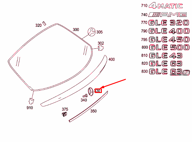 Neu MERCEDES-BENZ GLE C292 Heckverkleidung Tür Mercedes Star A29281000005890