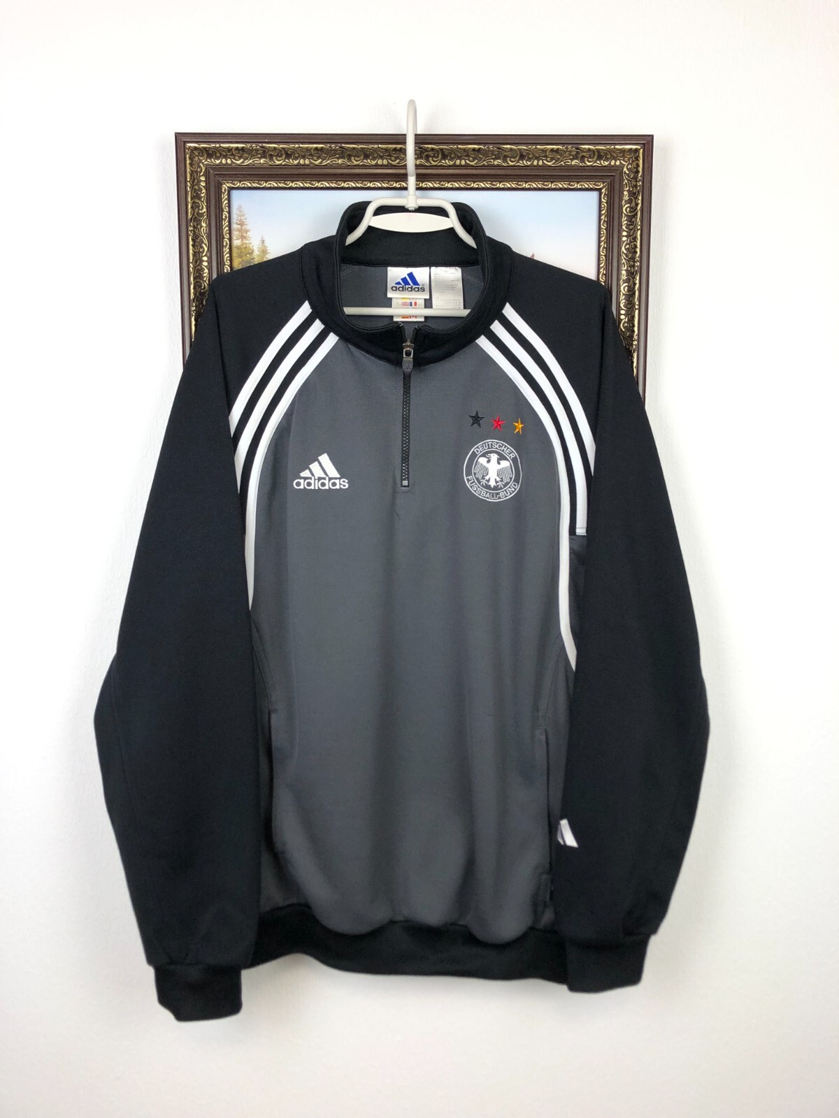 Vintage 90's Adidas Germany Football Jacket Soccer Track Top Zip Mens Rare Sz L