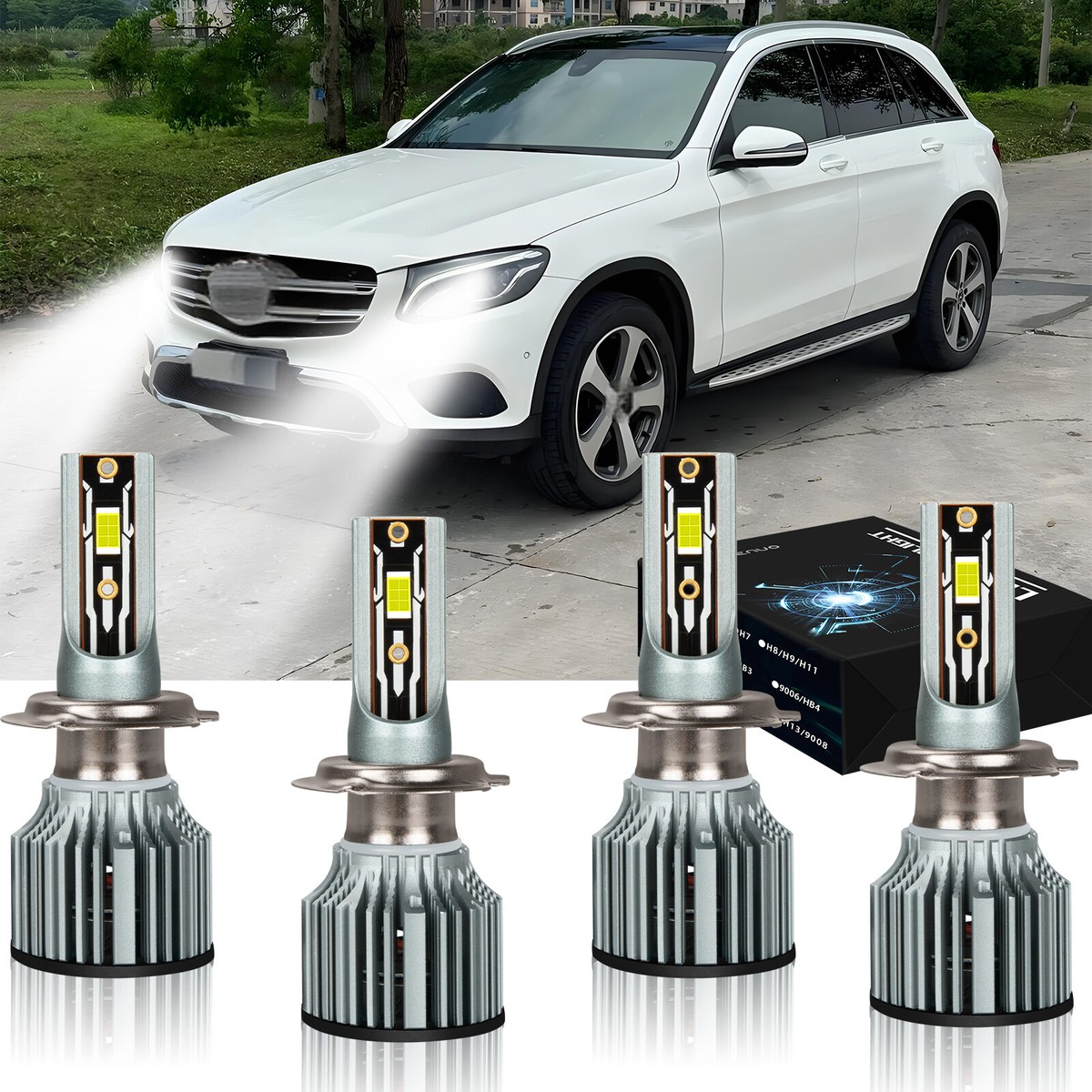 For Mercedes-Benz GLC300 2016-2019 LED Headlight Bulb H7 Hi-Low