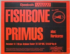 Fishbone - Original Show Flier Primus Hardcorps The Orpheum Theatre Boston 