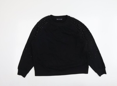Marks and Spencer Damen Pullover Sweatshirt schwarz Baumwolle Größe M Pulli