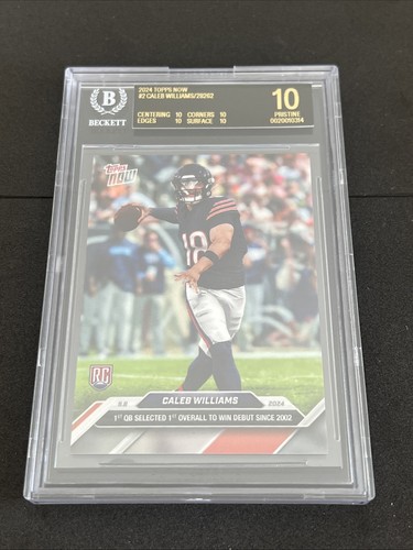 2024 Topps Now Caleb Williams #2 (RC) Black Label BGS 10 Pristine Debut 1st Win