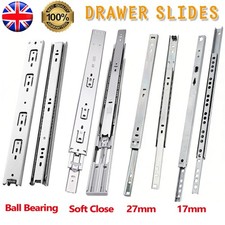 Drawer Runners Replacement Metal Grooved Ball Bearing Slides Side 17mm 27mm 45mm