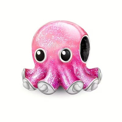 Rosa Baby Oktopus Anhänger Sterlingsilber S925 gepunzt
