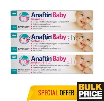 Anaftin Baby Gingival Gel Banana Taste Sugar Free With Applicator 10ml 3-Pack
