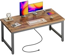 55 x 24 inch Desk with Power Outlets  USB-C, Deeper  54 24 inch Rustic Brown