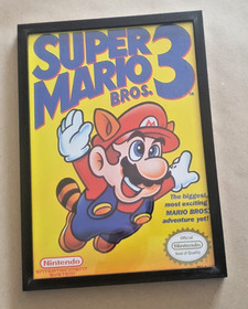 Nintendo Super Mario Bros 1 2 3 NES Framed A4 Art Prints x3 Black Wooden Frames