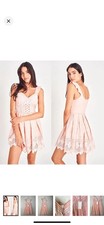 Love Shack Fancy Mochi Mini Dress Pink Embroidered Eyelet Ruffle Cotton Size 2