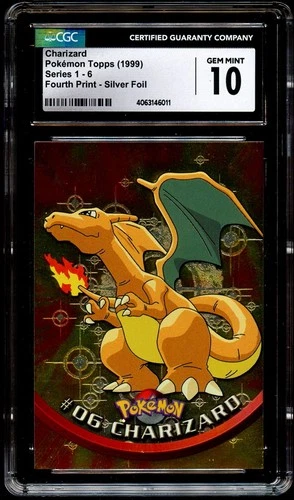 CGC 10 GEM MINT Charizard 06 TOPPS 4TH PRINT Series 1 SILVER Pokemon Card 011