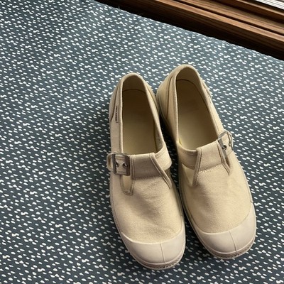 Palladium Women s Pampa Mary Jane Washed in Sahara Cream Canvas Lug Sole 8.5 
