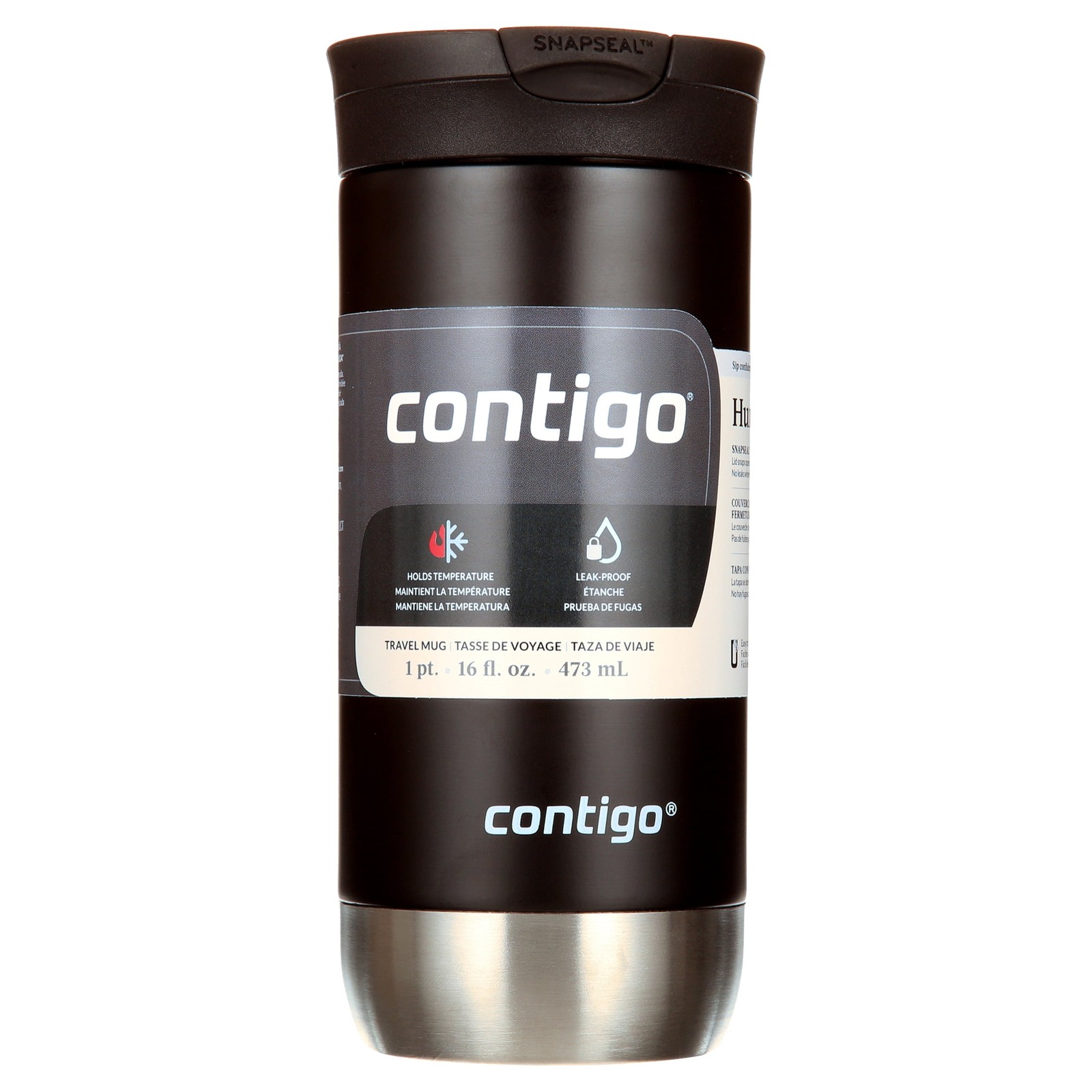 Contigo SNAPSEAL Insulated Stainless Steel Travel Mug, 16oz., Black New