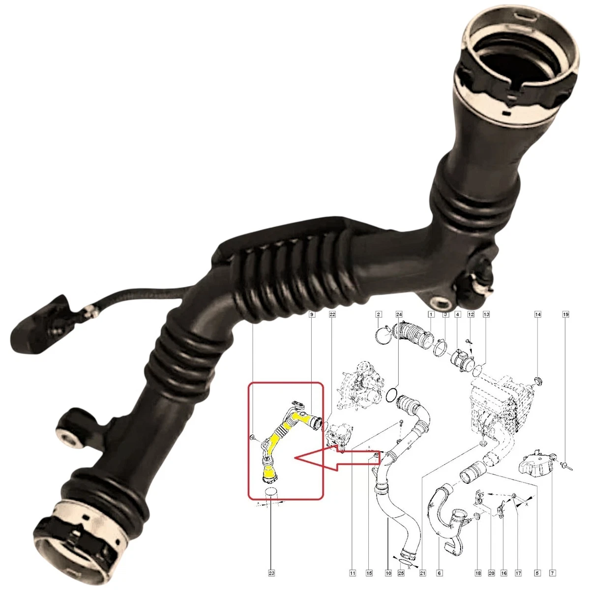 ORIGINAL LLS® DURITE TUYAU D'AIR POUR RENAULT SCENIC III 1.6 DCi