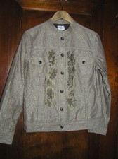 CHICO'S CASUAL JACKET WITH EMBROIDERY AND SPARKLE SZ 1 0226