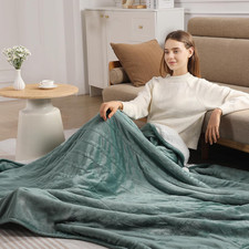 King Heated Blanket 100"x90", Soft Flannel Sherpa, Dual Control, 5 Heat Settin