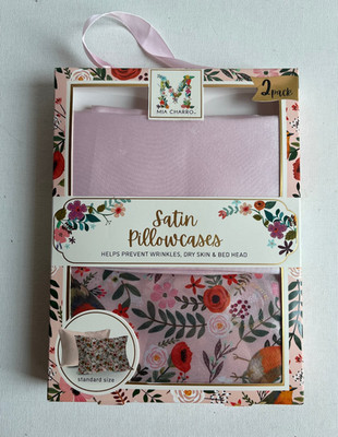 Mia Charro Satin Pillowcases 2 Pack Pink Floral TJ Maxx Standard Size