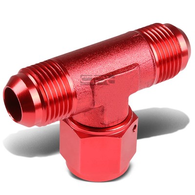 10AN AN-10 FEMALE MALE FLARE SWIVEL TEE RED ALUMINUM ANODIZED FITTING ADAPTER