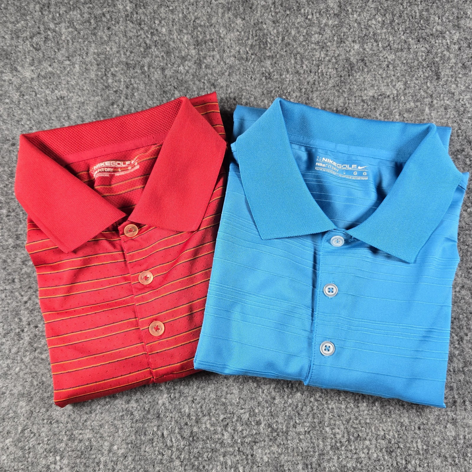 Nike Golf Fit Dry Polo Men's Large Lot Of 2 Red-Blue Short Sleeve Polyester