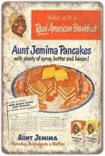 Aunt Jemimi Pancakes Vintage Old  All Metal Tin Sign  up to 12 x 18"