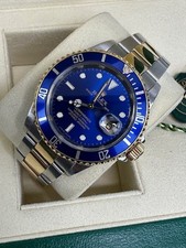 ROLEX 2009  BLUESY SUBMARINER 18K AND STEEL 40MM  BOX AND CERTIFICATES