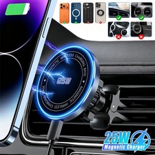 25W Fast Magnetic Wireless Car Charger Air Vent Mount Holder For iPhone Samsung