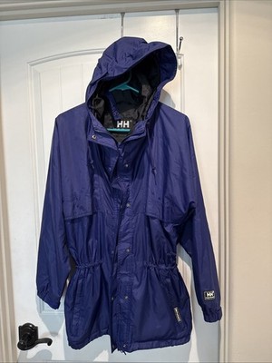 Helly Hansen Mens Jacket Parka Blue Size SM Packable Hooded Coat Full Zip Vented