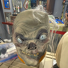 Horror Latex Full Face Halloween Mask Gray With Hair Adult Unisex One Size