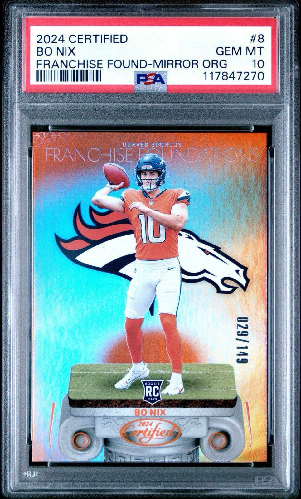 Bo Nix Panini Certified Franchise Foundations #8 Mirror Red