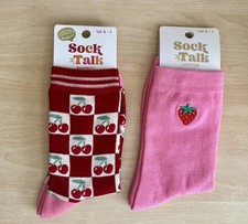 2 Pairs Women’s Fruit-Themed Socks Cherry/Strawberry UK Size 3-7 BNWT Sock Talk