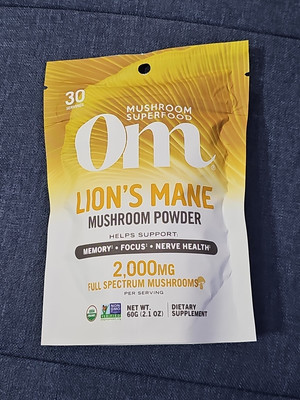 Mushroom Superfood Powder  Lion's Mane 60 Grams By Om Mushrooms